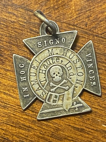 Antique Victorian Freemason Medal Skull Charm Or Pendant