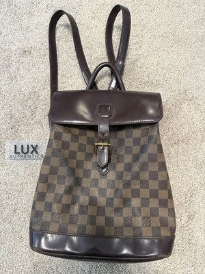 Louis Vuitton Damier Ebene Brown Coated Canvas Leather Backpack Women