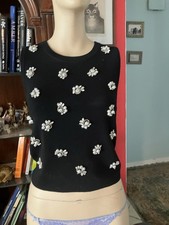 NWOT ALICE OLIVIA Amity Embellished Crop Tank MEDIUM Black