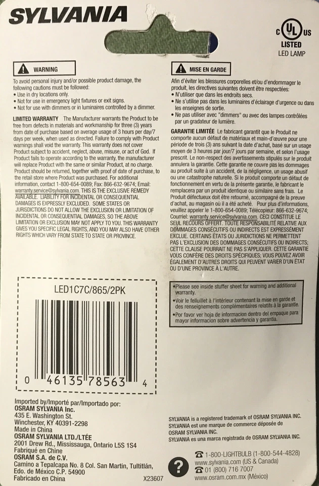 3-packs (6) Sylvania 78563 0.6 Watt Accent LED C7 Night Light Bulbs Clear,New - Image 3 of 4