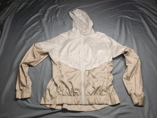 Nike Windrunner Jacket Full Zip Hooded Lightweight Women's Small Tan/white