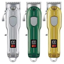 Men Hair Clipper Full  Metal Body Rechargeable Scissors Comb LCD Display Includes