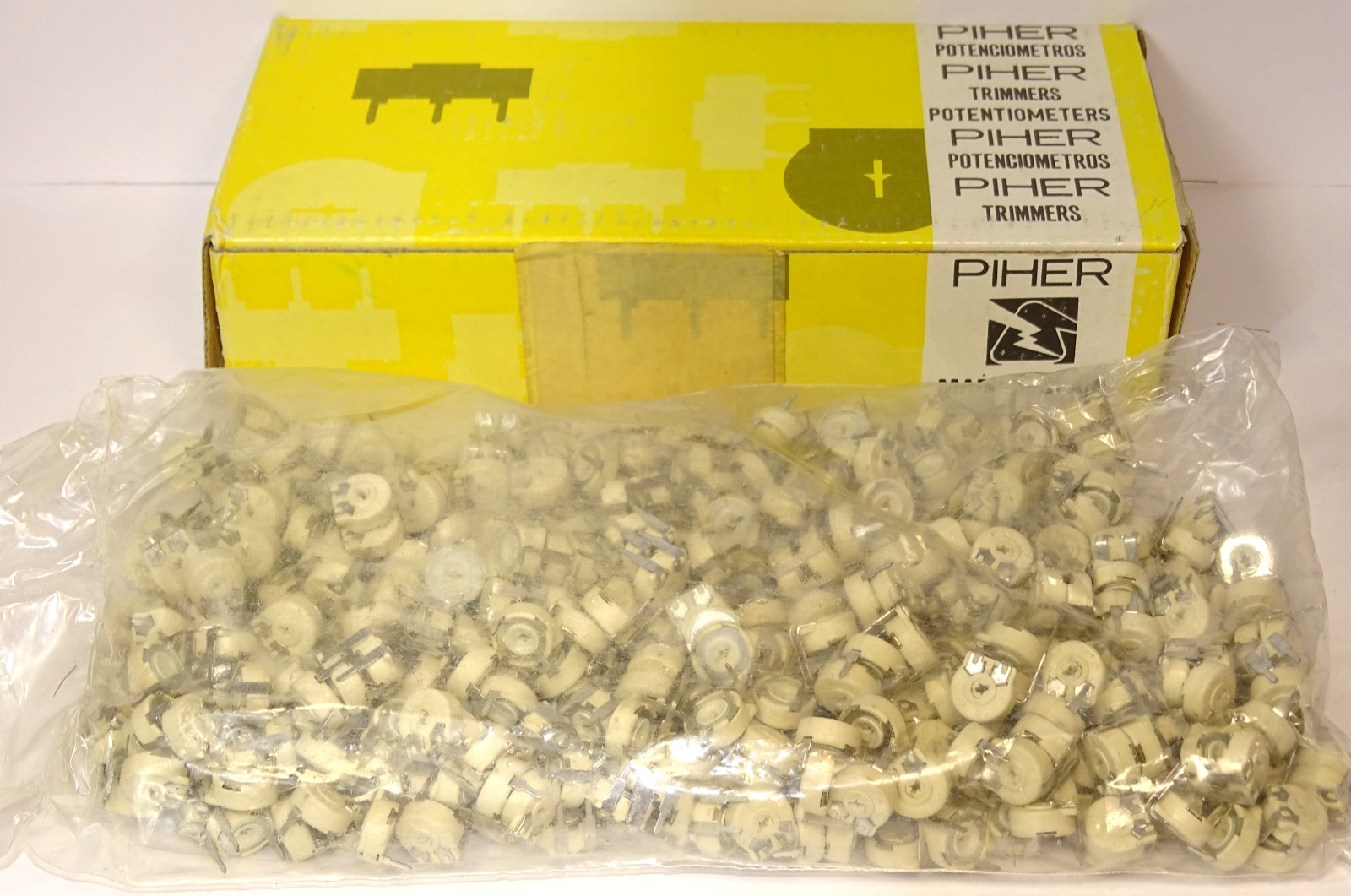 NOS Lot 500 Sealed PIHER Trimmers Potentiometer PTC10LV10-00630  10K  A +20-20