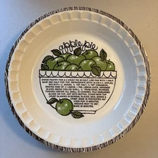 Vintage COUNTRY HARVEST Apple Pie Plate Recipe Dish - Farmhouse Kitchen Decor