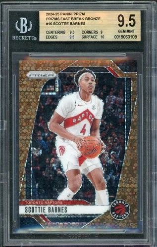 2024-25 Prizm Scottie Barnes Fast Break Bronze /20 #16 BGS 9.5 GEM MINT