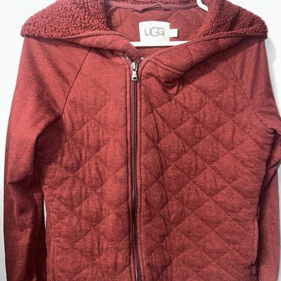 UGG Quilted Sherpa Lined Hooded Jacket. Burgundy Women's Size Small