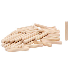 100 Pack 1/4" Wood Dowel Pins Straight Grooved Pins for Furniture Door and Art P