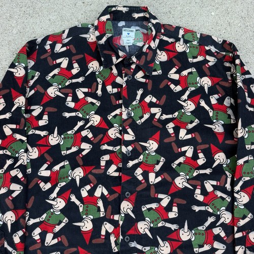 Moschino Jeans, Vintage 90s Moschino Jeans Pinocchio Corduroy Button Down Shirt XXL RARE