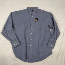 Warner Bros Studio Store Taz Gingham Shirt Men Large Blue Check Looney Tunes VTG