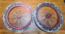 Red Fit Bike Co 20 Inch BMX Bike Wheel Set, Vans Tires (USED, NO RETURNS)