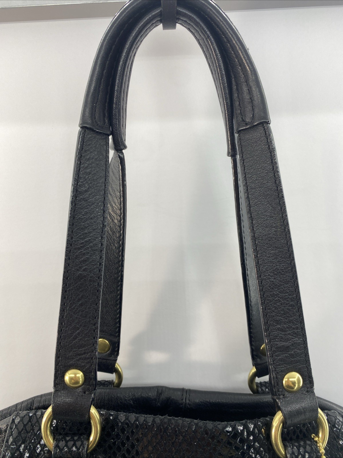 Coach Ashley Black Python Leather Satchel Shoulde… - image 6