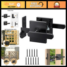 Heavy Duty Double Sided Gate Latch for Wooden Fences, Black with Handles, Right