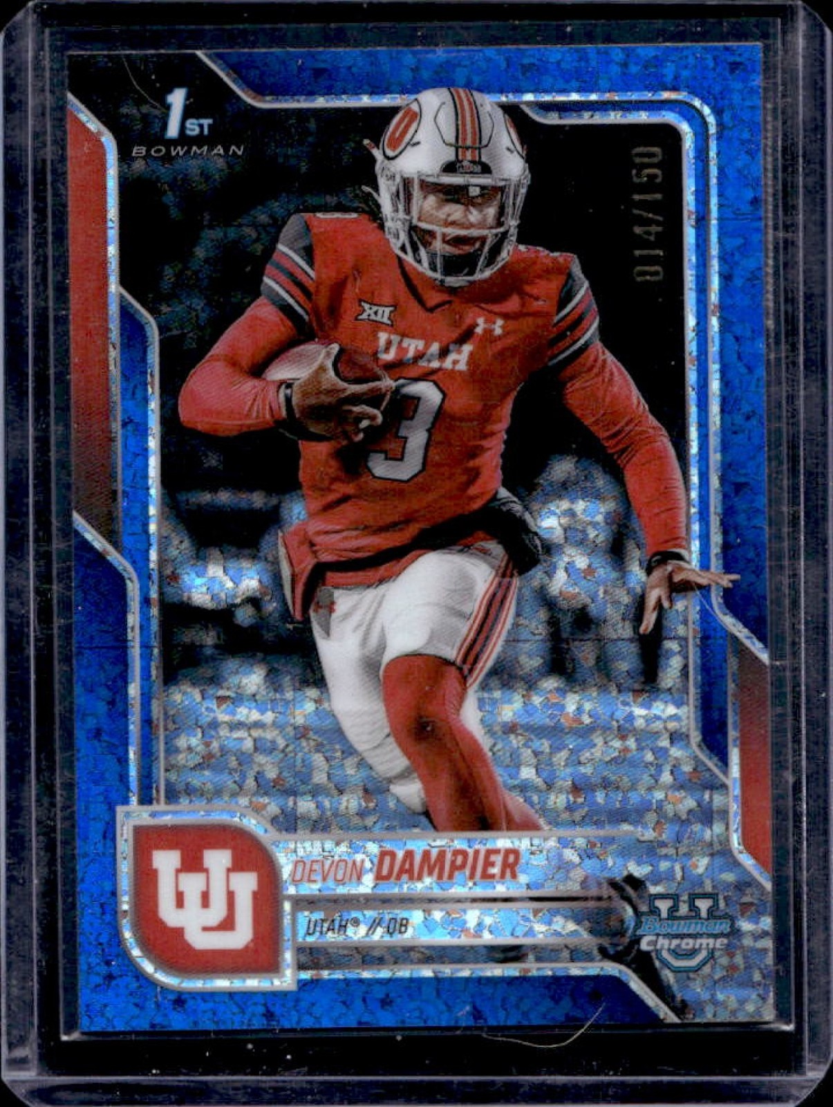 2025 Bowman Chrome U Devon Dampier Blue Mini-Diamond Refractor 1st #14/150