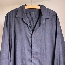 Ted Baker Button Down Shirt Size 7 Black Floral Jacquard Cotton Long Sleeve Mens
