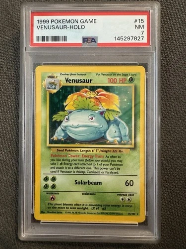 Pokemon Venusaur Holo Card 1999 15/102 Base Set, PSA 7