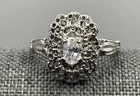 Vintage Art Deco Style Faceted CZ Filigree Cocktail Ring Sterling Silver Size 8