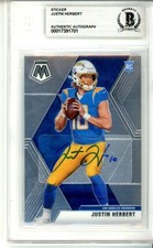 JUSTIN HERBERT Signed 2020 Panini Mosaic #204 Rookie Card RC BAS Sticker Auto. rookie card picture