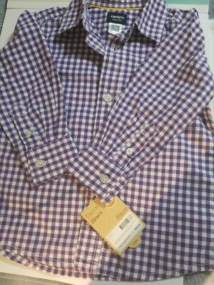 Boys Carter Plaid Shirt. Purple Size 3T. NEW | eBay