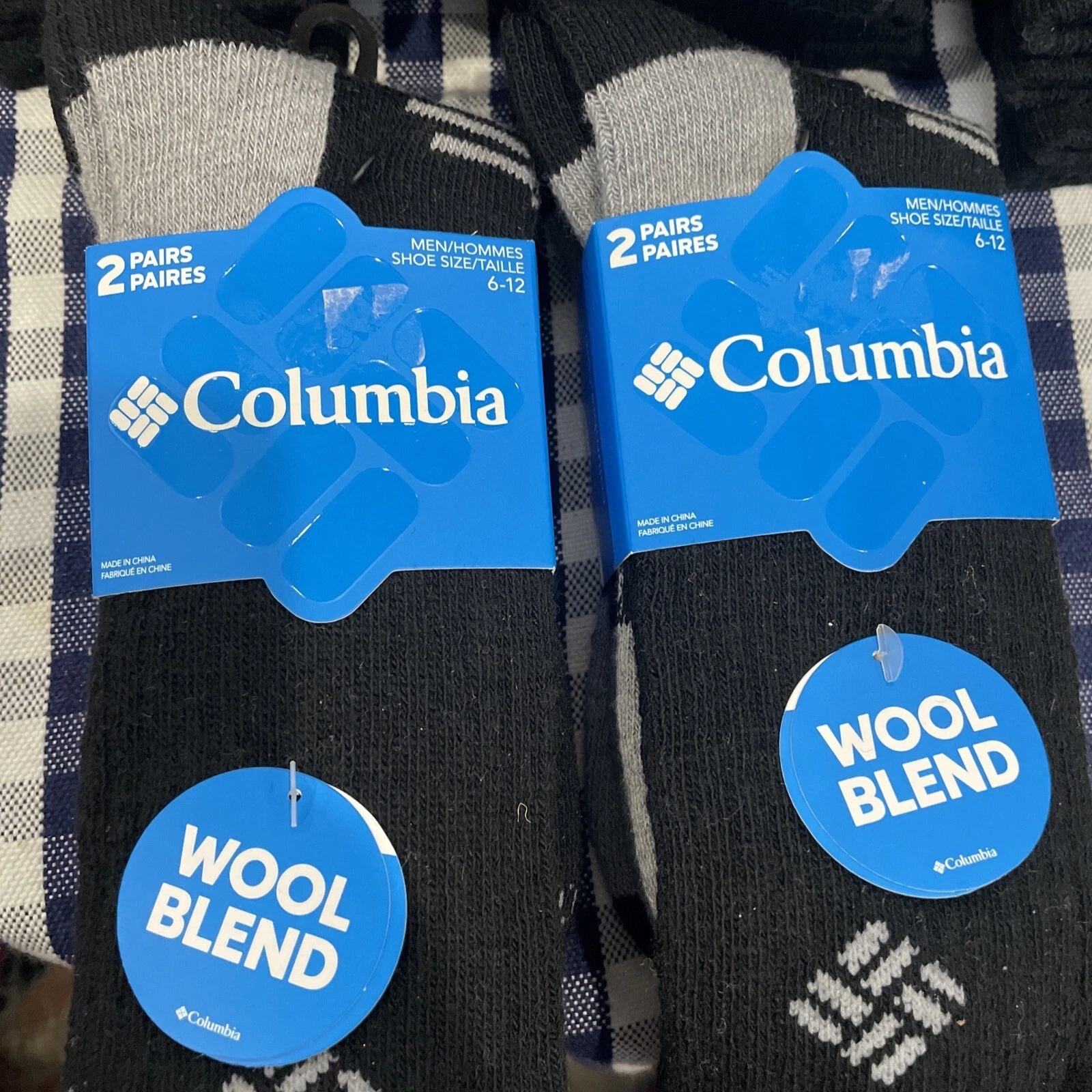 2 X Columbia Thermal Wool Blend Full Cushion Arch Support Socks Shoe Size 6-12
