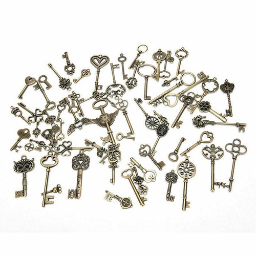 69 Pcs Set Antique Vintage Old Look Ornate Skeleton Key Fancy Heart Bow Decor US - Picture 8 of 12