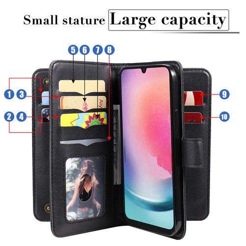 10 Card Magnetic Leather Flip Stand Wallet Case For Samsung Galaxy "A" Series - Picture 4 of 65