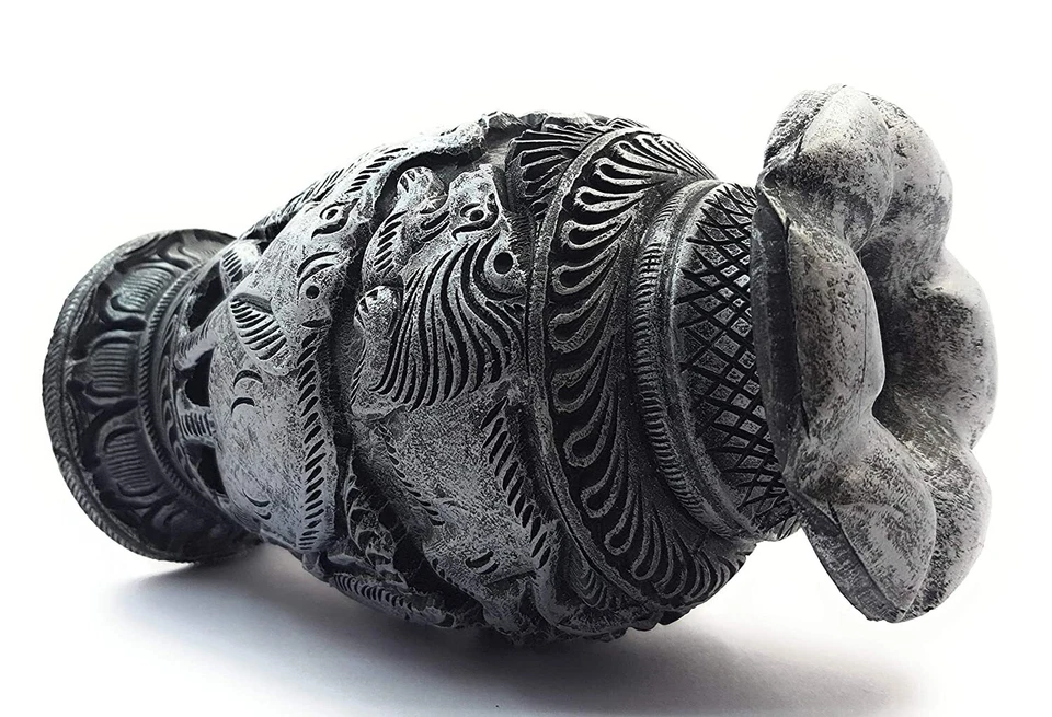 Florero de poliresina de aspecto antiguo de diseño para decoración del hogar plateado Foto 4 de 4