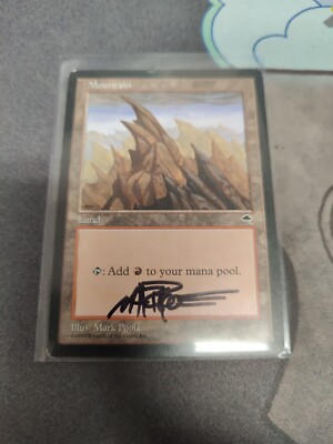 1x Signed Mountain (Left) Magic The Gathering Land
