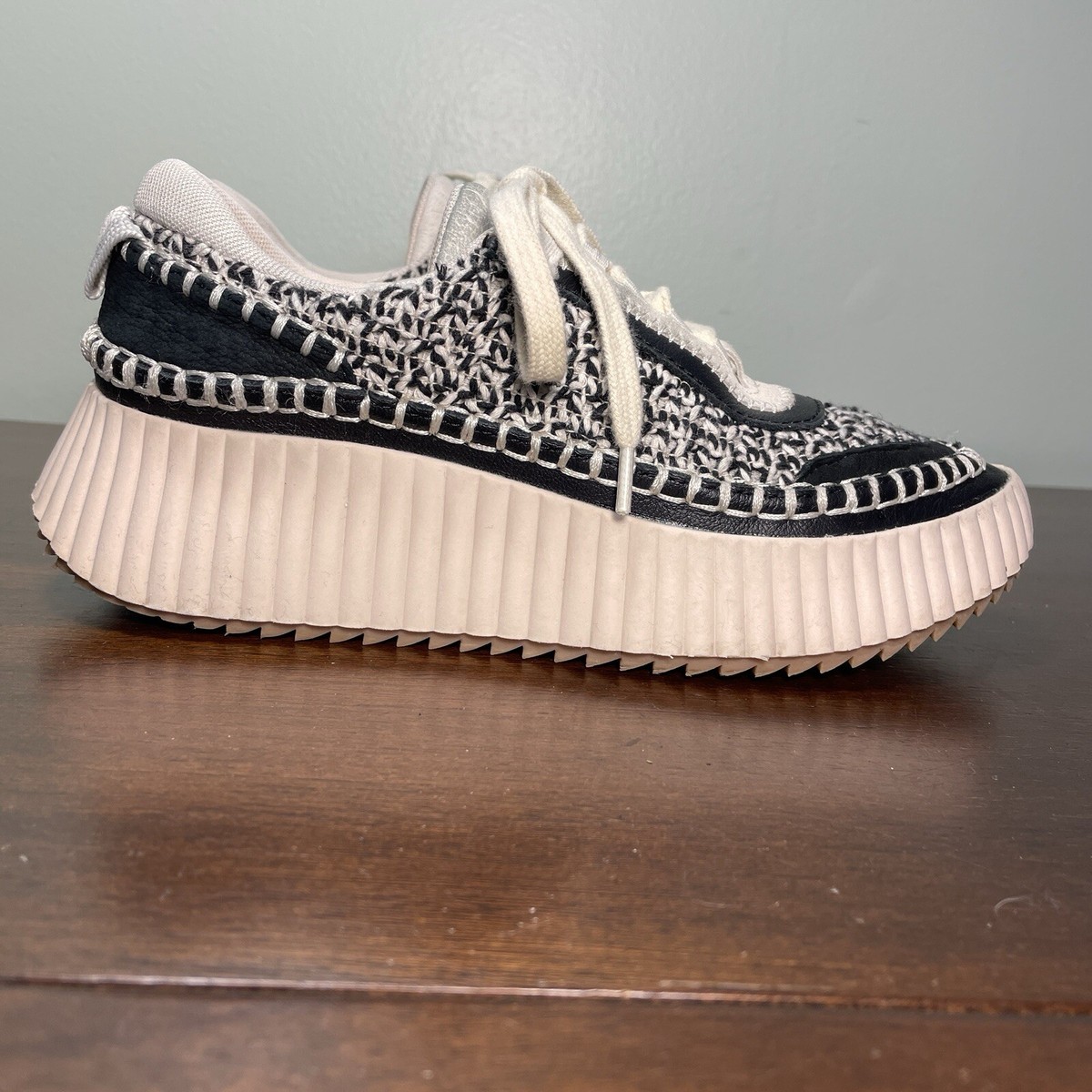 Dolce Vita Dolen Leather & Crocheted Platform Sneakers Tennis
