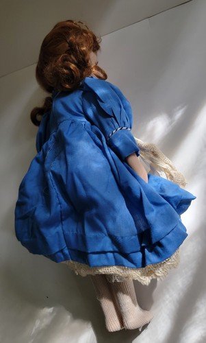 16 Inch Mint Porcelain Doll Wearing Blue and White Dress - Picture 9 of 12