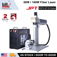 JPT MOPA M7 60W 100W Fiber Laser Marking Engraver Machine with Rotary Metal Cut