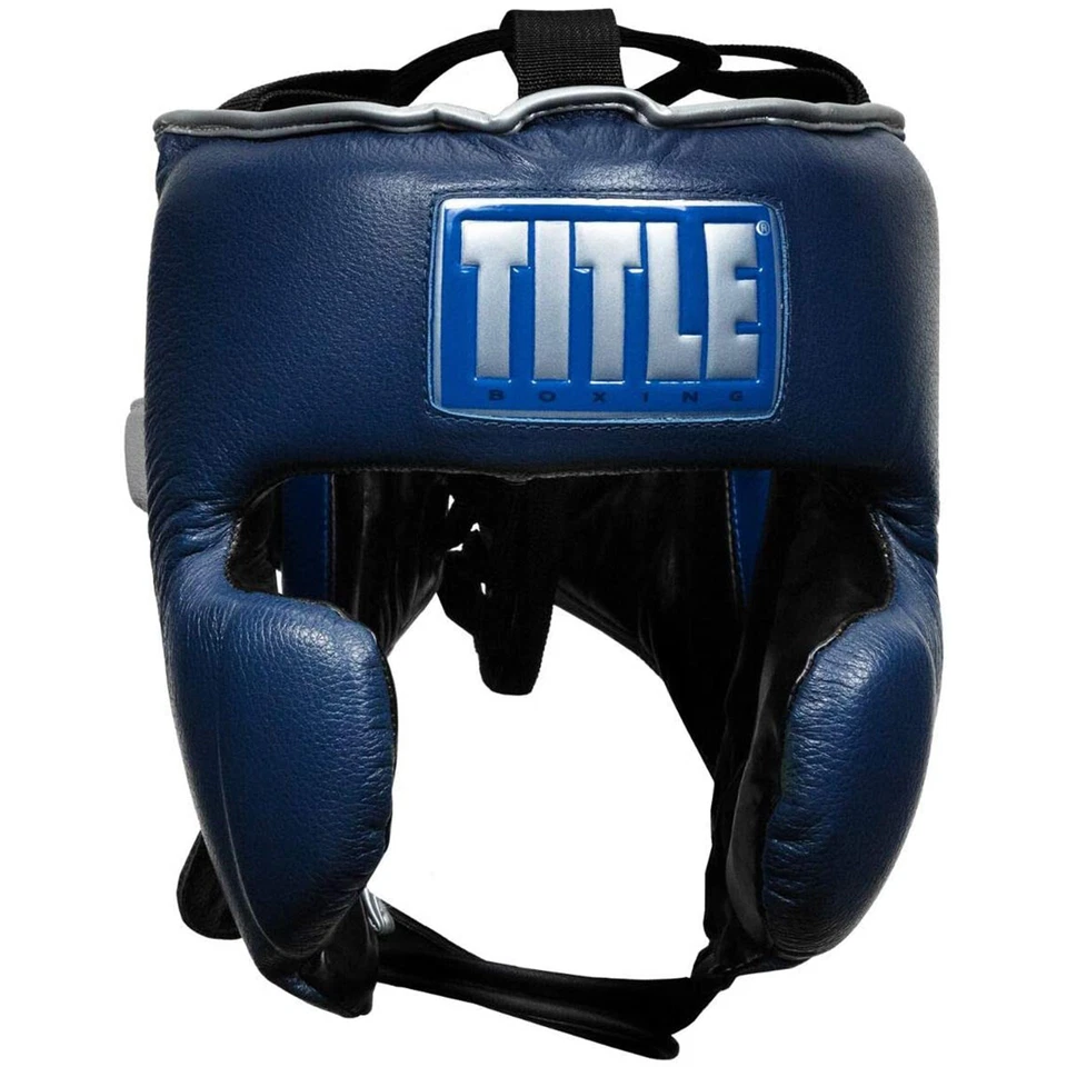 Title Boxing Royalty Leather Training Headgear - Royal/Navy - Image 2 of 4