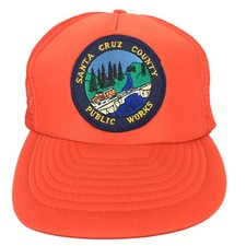 Vtg Santa Cruz Patch Hat Public Works Mesh Foam Snap Back Trucker Baseball Cap