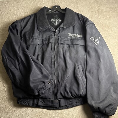 VTG Triumph Motorcycles Jacket Large Nylon Mesh Lined Bomber  Mens  Embroidered