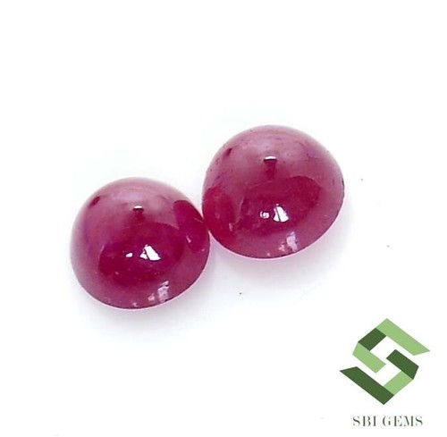 6 mm Natural Ruby Round Cabochon Pair 2.71 CTS Calibrated Loose Gemstones - Picture 8 of 9