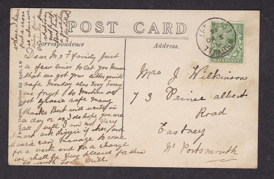 Isle of Wight WHITWELL post office postman & mailed from fine postmark