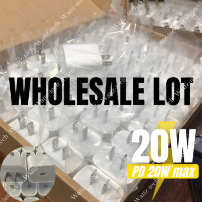 Bulk Lot 20W USB-C Power Adapter PD Fast Charger For iPhone XR 11 12 13 14 15 16