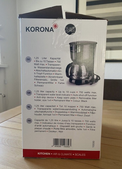 Thumbnail - Korona Electric Kaffeeautomat Kaffeemaschiene 10330 Schwarz - Neu Ohne