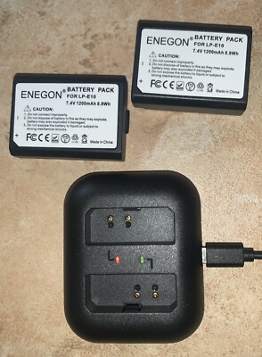 LP-E10 ENEGON Replacement Battery (2-Pack) and Rapid Dual Charger Canon LP EOS