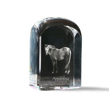 Appaloosa - Kristallwürfel Avec Image,Image de Cheval En Cristal,Sechseckiger