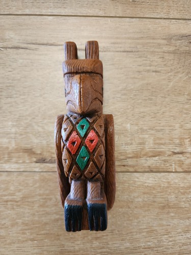 Vintage Alaska Potlatch Holzfigur handgeschnitzt Adler Totempfahl 7 Zoll