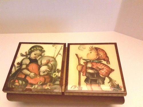 VINTAGE HUMMEL JEWELRY MUSIC BOX DOUBLE COVER/LIDDED FOOTED VELVET INSIDE SWISS  - Picture 3 of 12