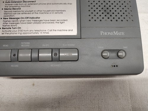 PHONEMATE 3700 - RÉPONDEUR TÉLÉPHONIQUE **Vintage 1993** - Photo 4/9