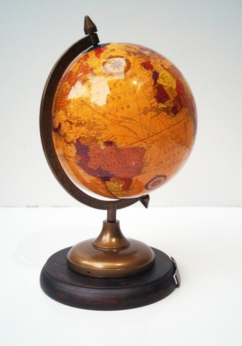 8" World globe yellow ocean educational political table decor office round base - 第 2/4 張圖片