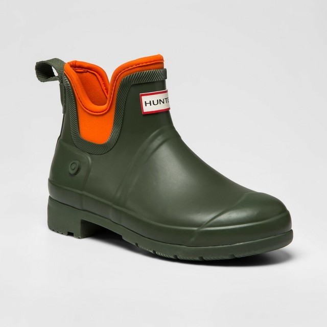 green ankle rain boots