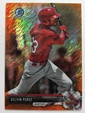 2017 BOWMAN CHROME DELVIN PEREZ ORANGE SHIMMER REFRACTOR #'D 25/25