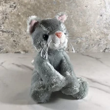 MARY MEYER GRAY WHITE KITTEN PLUSH ANIMAL BLUE EYES PINK NOSE & EARS