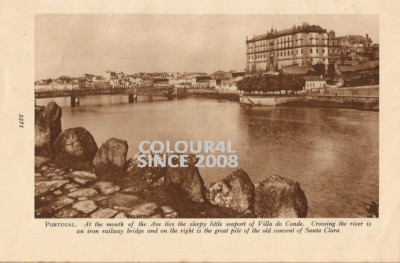 PORTUGAL AVE SEEHAFEN VILLA DO CONDE FLUSSBRÜCKE um 1926 FOTO ILLUSTRATION DRUCK