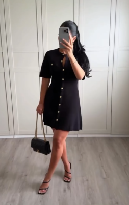slim fit dress slacks Jessica Bara Tanella Gold Button Collared Mini Dress – JESSICA BARA main image 1