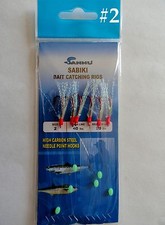 Sabiki Bait Rigs 6 RED Hooks Saltwater Fishing Lure SIZE: 2, 4, 6, 8,10,12 & 14 