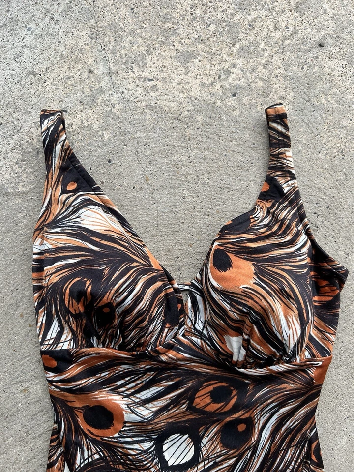 Traje de baño Jantzen vintage años 50 60 pieza rayas tigre abstracto Foto 3 de 4